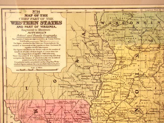 Map of the 'Western States' and Part of Virginia published by Augustus Mitchell in 1839